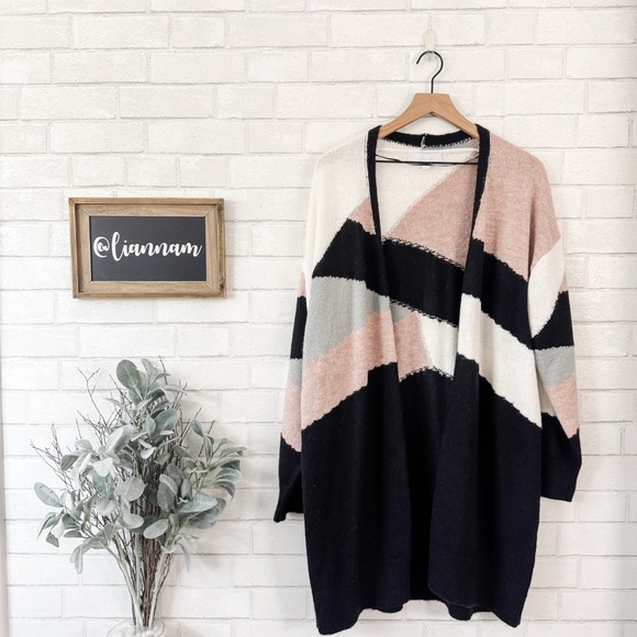 ADYSON PARKER Stitch Fix Colorblock Open Front Cardigan - Picture 1 of 11